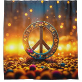 Peace Sign Bokeh Duschvorhang (Vorderseite)