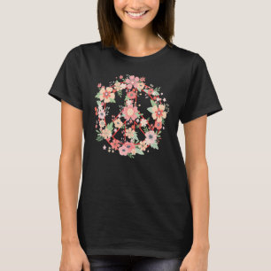 Peace Sign Bright farbenfrohe Blume 60er 70er Hipp T-Shirt