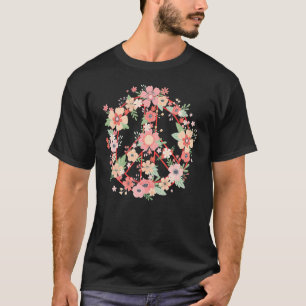 Peace Sign Bright farbenfrohe Blume 60er 70er Hipp T-Shirt