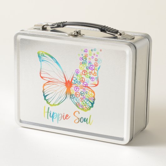 Peace Sign Butterfly Metall Brotdose (Vorderseite)