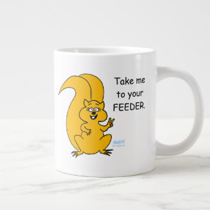 Peace Sign Cartoon Eichhörnchen und Vogelfeder Fu Jumbo-Tasse