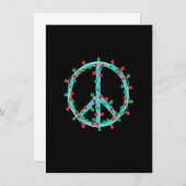 Peace Sign Christmas Lights Hippie Hipster Xmas Einladung (Vorne/Hinten)
