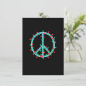 Peace Sign Christmas Lights Hippie Hipster Xmas Einladung (Stehend Vorderseite)