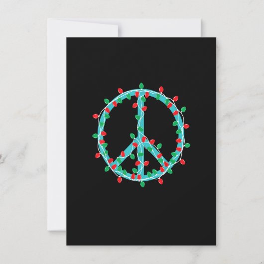 Peace Sign Christmas Lights Hippie Hipster Xmas Einladung (Vorderseite)