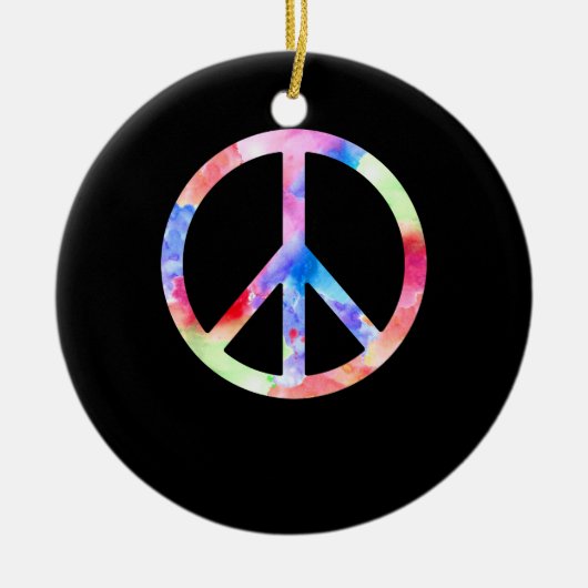 Peace Sign Colorful Keramik Ornament (Vorne)