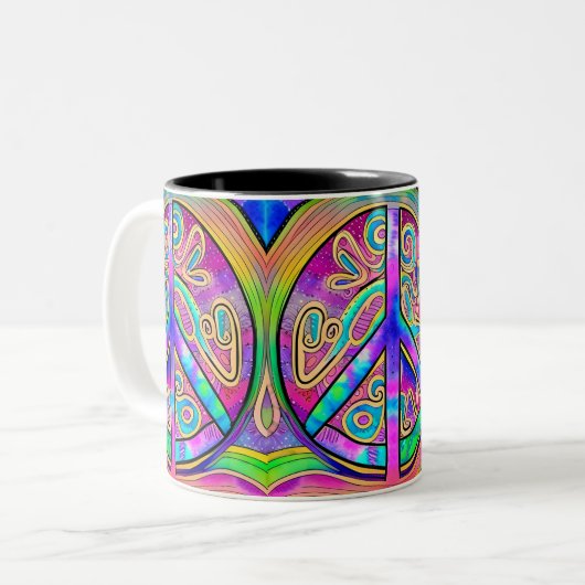 Peace Sign Cool Colors 11 oz Tasse (Vorderseite Links)