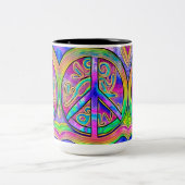 Peace Sign Cool Colors 15 oz Tasse (Mittel)