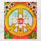 Peace sign daisy boho Hochzeit Hippie Liebe Weinetikett (Einzelnes Label)