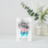 *~* Peace Sign Feathers Blume Boho GrungeTribal Visitenkarte (Stehend Vorderseite)