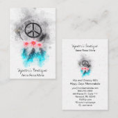 *~* Peace Sign Feathers Blume Boho GrungeTribal Visitenkarte (Vorne/Hinten)