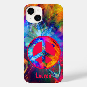 Peace Sign Fett Farben und dramatische Lichtstreif Case-Mate iPhone 14 Hülle
