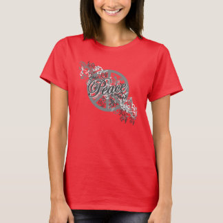 Peace Sign Filigree Floral Scroll T-Shirt