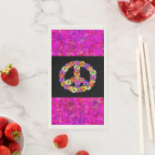 Peace Sign Floral auf Schwarz mit Petals Serviette (Beispiel)