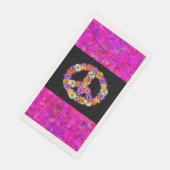 Peace Sign Floral auf Schwarz mit Petals Serviette (Ecke)