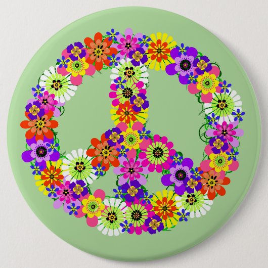 Peace Sign Floral Button (Vorderseite)
