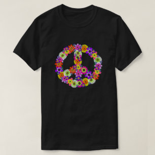 Peace Sign Floral Cutout T-Shirt