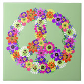 Peace Sign Floral Fliese (Vorderseite)