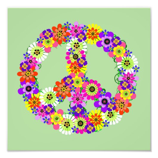 Peace Sign Floral Fotodruck (Vorne)