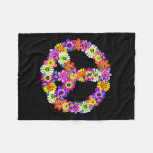 Peace Sign Floral in Black Fleecedecke (Vorderseite (Horizontal))