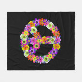 Peace Sign Floral in Black Fleecedecke (Vorderseite (Horizontal))