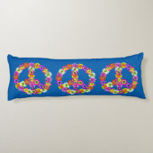 Peace Sign Floral in Dark Blue Seitenschläferkissen (Rückseite)
