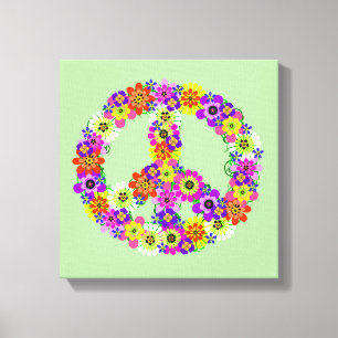 Peace Sign Floral Leinwanddruck