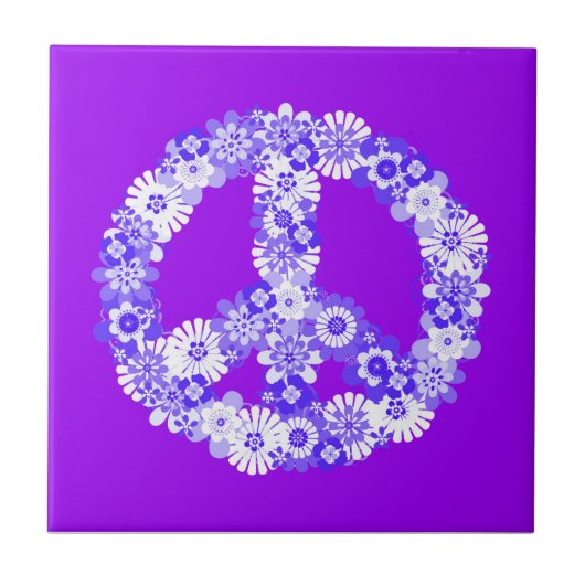 Peace Sign Floral Lila Fliese (Vorderseite)