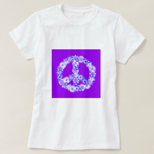 Peace Sign Floral Lila T-Shirt