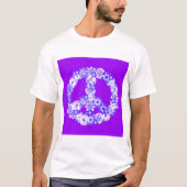 Peace Sign Floral Lila T-Shirt (Vorderseite)