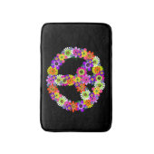 Peace Sign Floral on Black Badematte (Vorderseite Vertikal)