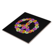 Peace Sign Floral on Black Fliese (Seite)