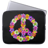 Peace Sign Floral on Black Laptopschutzhülle (Vorderseite)