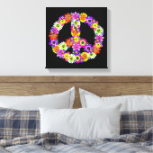 Peace Sign Floral on Black Leinwanddruck (Insitu (Schlafzimmer))