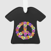 Peace Sign Floral on Black Ornament (Rückseite)
