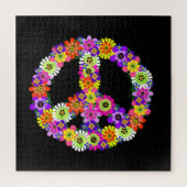 Peace Sign Floral on Black Puzzle (Vertikal)