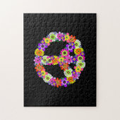 Peace Sign Floral on Black Puzzle (Vertikal)