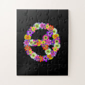 Peace Sign Floral on Black Puzzle (Vertikal)