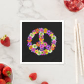 Peace Sign Floral on Black Serviette (Beispiel)