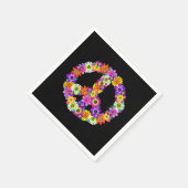 Peace Sign Floral on Black Serviette (Ecke)