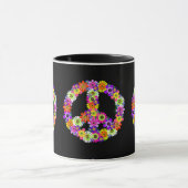 Peace Sign Floral on Black Tasse (Zentrum)