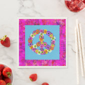 Peace Sign Floral on Blue Petals Serviette (Beispiel)