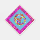 Peace Sign Floral on Blue Petals Serviette (Ecke)