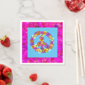 Peace Sign Floral on Blue Petals Serviette (Beispiel)