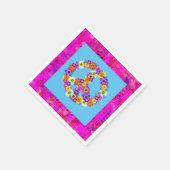 Peace Sign Floral on Blue Petals Serviette (Ecke)