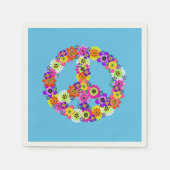 Peace Sign Floral on Blue Serviette (Vorderseite)