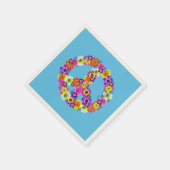 Peace Sign Floral on Blue Serviette (Ecke)