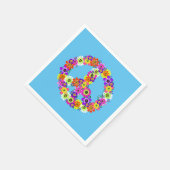 Peace Sign Floral on Blue Serviette (Ecke)
