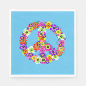Peace Sign Floral on Blue Serviette (Vorderseite)