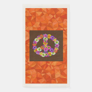 Peace Sign Floral on Brown mit Orange Serviette