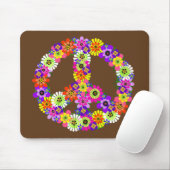 Peace Sign Floral on Brown Mousepad (Mit Mouse)